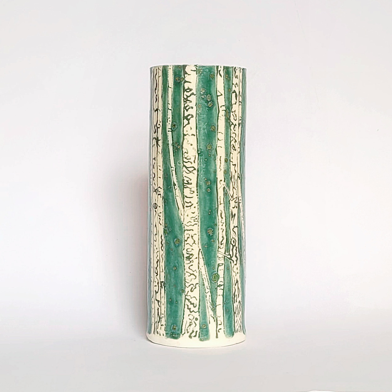 Silver Birches Glazed Vase